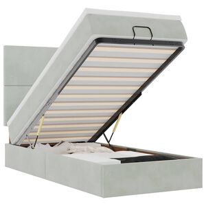 vidaXL Ottomani voodiraam madratsitega, helehall, 90x200 cm, samet