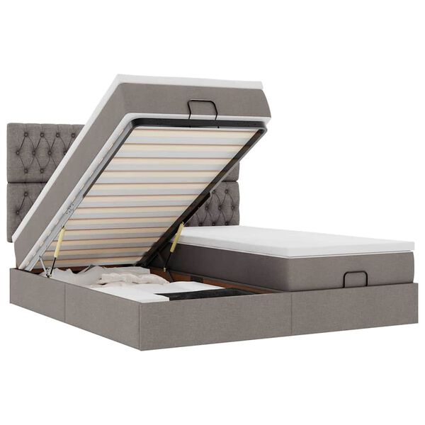 vidaXL Ottomani voodiraam madratsitega pruunikashall 200x200cm kangas