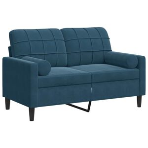 vidaXL 2-kohaline diivan patjadega, sinine, 120 cm, samet