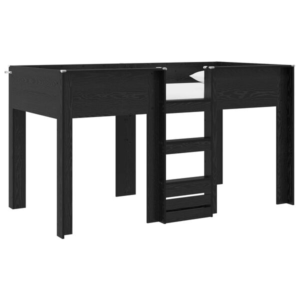 vidaXL Kiipevoodi Lastele madratsiga Must tamm 100 x 200 cm Tehispuit