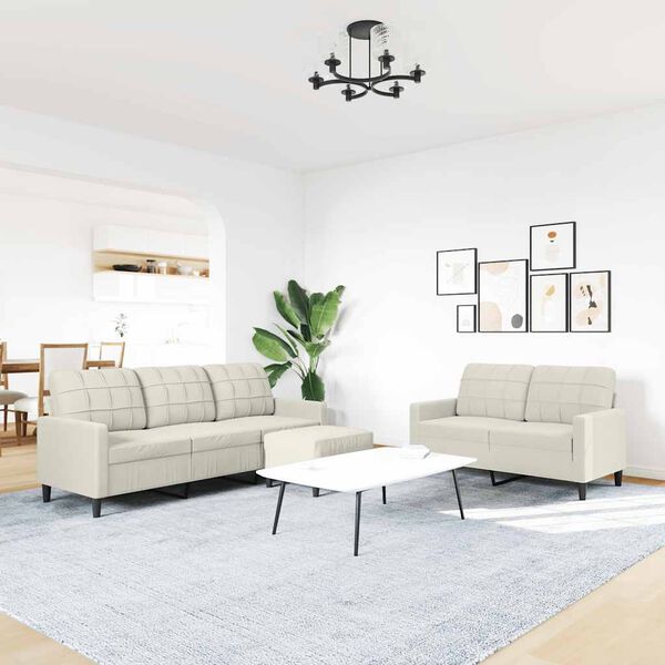 vidaXL 3-osaline diivanikomplekt patjadega, kreemjas, samet