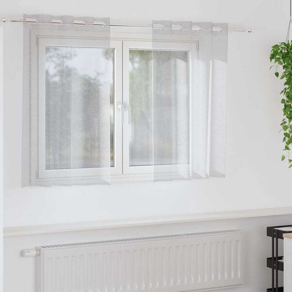 vidaXL Voile Kardin kardinatega 2 pcs Helehall 140 x 140 cm Polüester