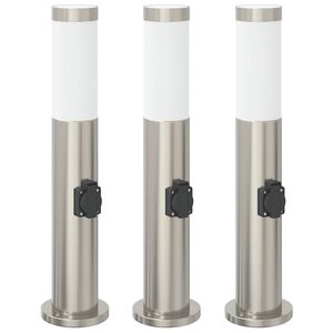 vidaXL pollarvalgustid pistikupesaga, 3 tk, 50 cm, roostevaba teras, IP44