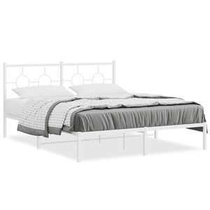 vidaXL metallist voodiraam peatsiga, valge, 160x200 cm