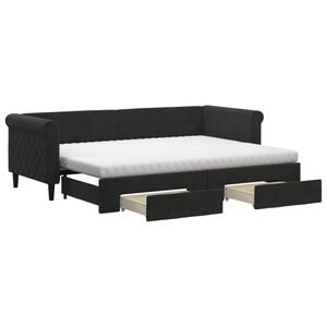 vidaXL diivanvoodi v&auml;ljat&otilde;mmatava osaga, must, 80x200 cm, samet