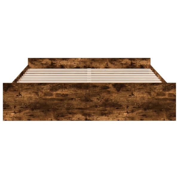 vidaXL voodiraam sahtlitega, suitsutatud tamm, 200 x 200 cm, tehispuit