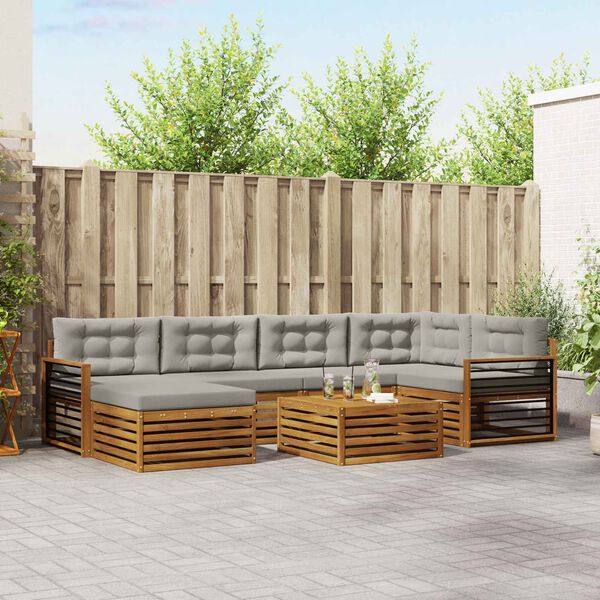 vidaXL V&auml;li diivanikomplekt padjaga 7 pcs Looduslik ja Hele Hall