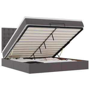 vidaXL Ottomani voodiraam madratsiga, hall, 180x200cm, kunstnahk