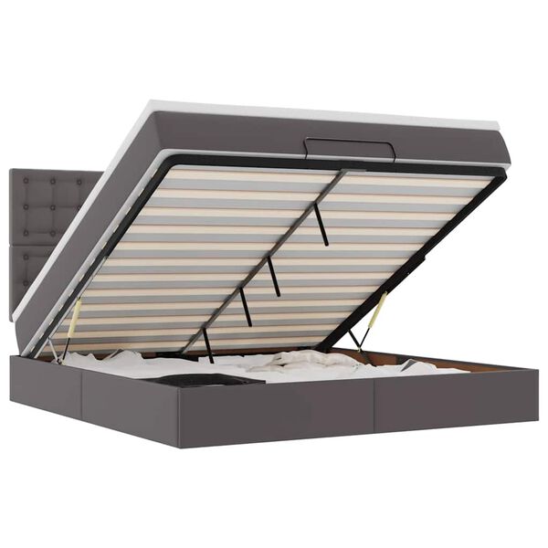 vidaXL Ottomani voodiraam madratsiga, hall, 180x200cm, kunstnahk