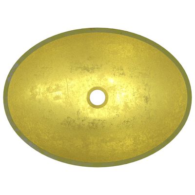 vidaXL valamu, klaas, 50 x 37 x 14 cm, kuldne