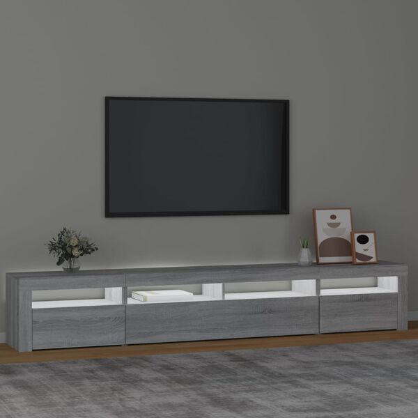 vidaXL telerialus LED-tuledega, hall Sonoma tamm, 240x35x40 cm