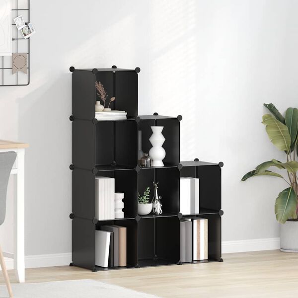vidaXL hoiukuubikutega korrastaja, 9 kuubikut, must, PP