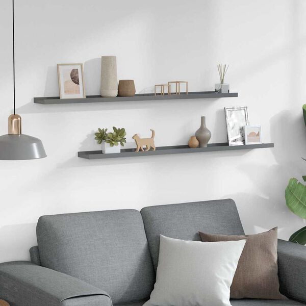 vidaXL seinariiulid, 2 tk, hall, 100 x 9 x 3 cm