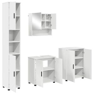 vidaXL Vannitoa m&ouml;&ouml;bleset ladustamisega 4 pcs Valge Tehispuit & Metall