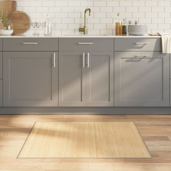 vidaXL vaip, ristk&uuml;likukujuline, naturaalne hele, 80 x 100 cm, bambus