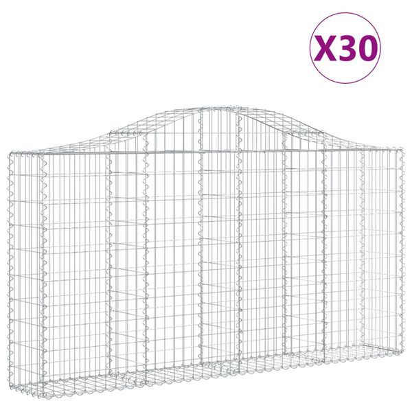 vidaXL kaarekujulised gabioonkorvid 30 tk, 200x30x100/120 cm, raud
