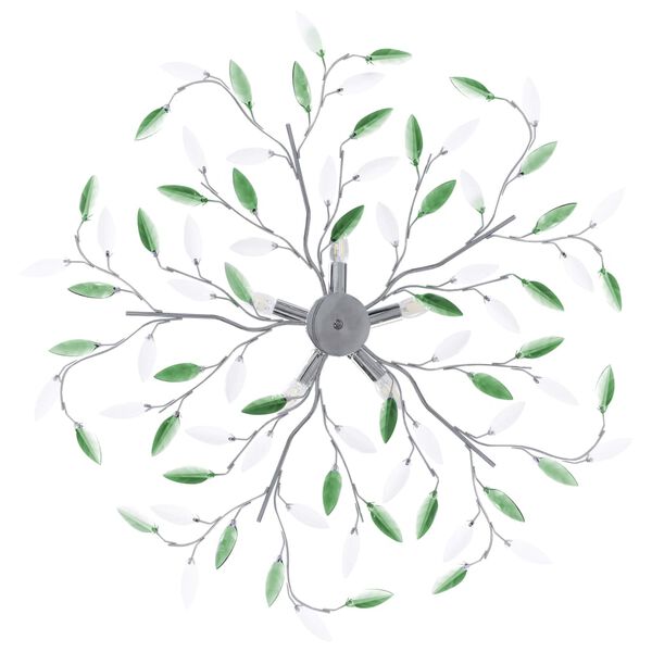 vidaXL laelamp akr&uuml;&uuml;list lehtedega 5 E14 pirnile, roheline