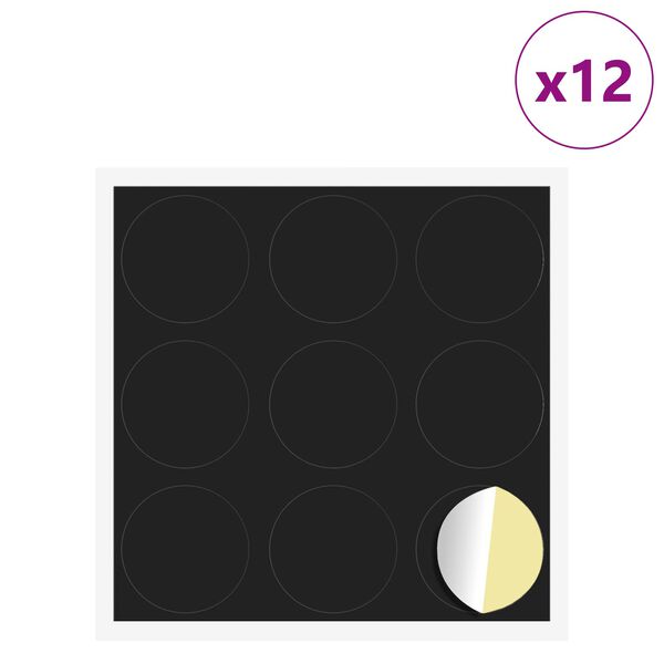 vidaXL Kleebis kruvi kate 12 pcs Must &Oslash; 20 x 0,5 mm Kaetud paber