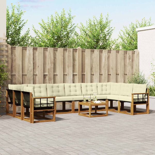 vidaXL V&auml;li diivanikomplekt padjaga 11 pcs Looduslik ja kreem