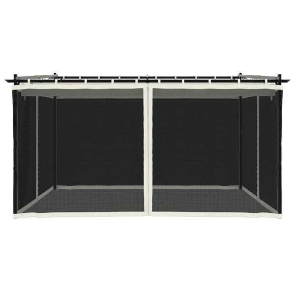 vidaXL võrkseintega paviljon, kreemjas, 4x3 m, teras