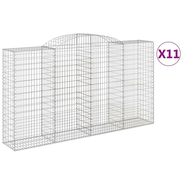 vidaXL kaarekujulised gabioonkorvid 11 tk, 300x50x160/180 cm, raud