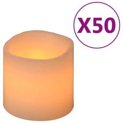 vidaXL elektrilised LED-küünlad, 50 tk, soe valge