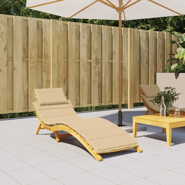 vidaXL päevitustooli padi, beež, 186x58x4 cm, kangas