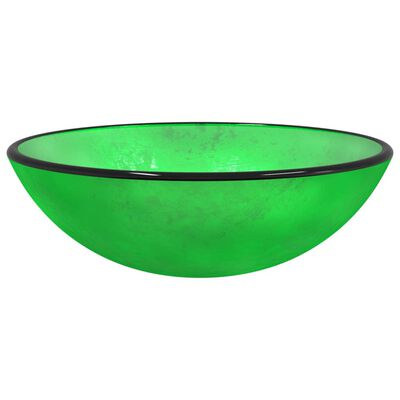 vidaXL valamu, karastatud klaas, 42 x 14 cm, roheline