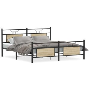vidaXL metallist voodiraam ilma madratsita Sonoma tamm 183x213 cm