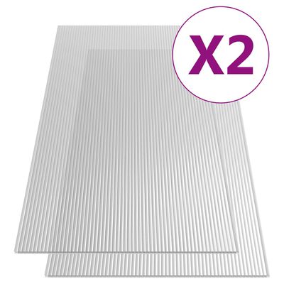 vidaXL polükarbonaadi lehed 2 tk, 10 mm, 150 x 65 cm