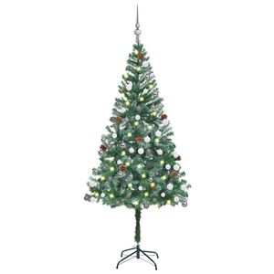 vidaXL h&auml;rmas valgustusega kunstkuusk kuulide ja k&auml;bidega 180 cm