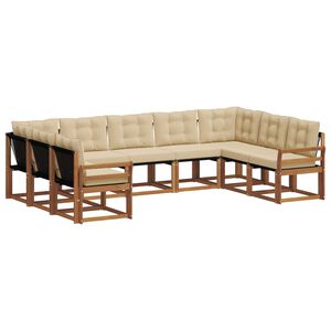 vidaXL V&auml;li diivanikomplekt padjaga 9 pcs Looduslik ja beež