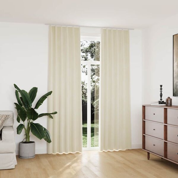 vidaXL pimendavad kardinad 2 tk konksud, samet, kreemjas, 140 x 245 cm