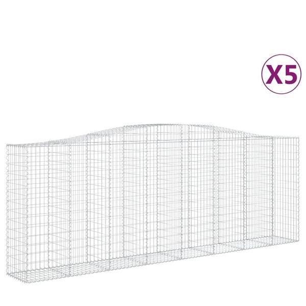 vidaXL kaarekujulised gabioonkorvid 5 tk, 400x50x140/160 cm, raud