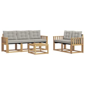 vidaXL V&auml;li diivanikomplekt padjaga 6 pcs Valge ja helehall