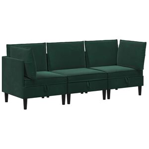 vidaXL Elutoa m&ouml;&ouml;bliseade padjaga 3 pcs Tumeroheline Samet