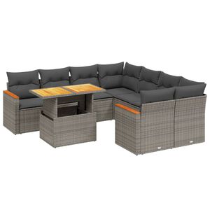 vidaXL 9-osaline aiadiivani komplekt patjadega, hall, pol&uuml;rotang