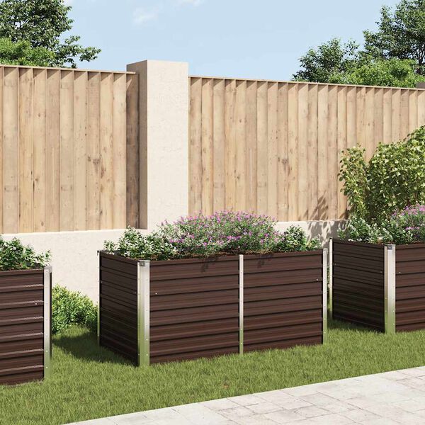 vidaXL kõrgendatud peenrakast pruun 160 x 80 x 77 cm, tsingitud teras