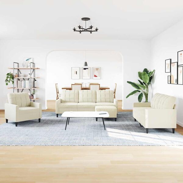 vidaXL 4-osaline diivanikomplekt patjadega, kreemjas, samet