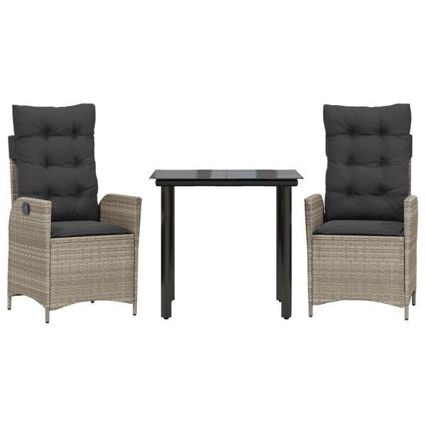 vidaXL 5-osaline aiamööbli komplekt patjadega, helehall, polürotang