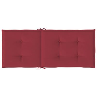 vidaXL kõrge seljatoega toolipadjad 2 tk, punane, 120x50x3 cm, kangas