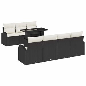 vidaXL Aia Diivanikomplekt padjaga 8 pcs Must Pol&uuml;rooster