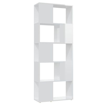 vidaXL raamaturiiul/ruumijagaja, kõrgläikega valge, 60 x 24 x 155 cm