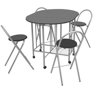 vidaXLi viieosaline kokkuvolditav s&ouml;&ouml;gitoakomplekt, MDF, must