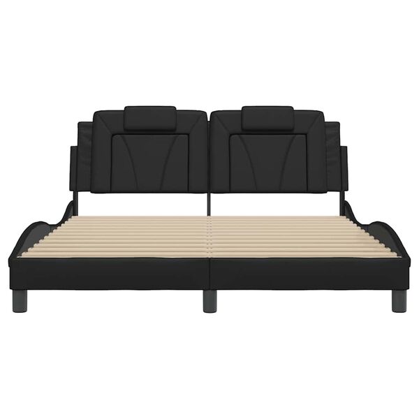 vidaXL voodiraam Viana ilma madratsita, must, 160x200 cm, kunstnahk