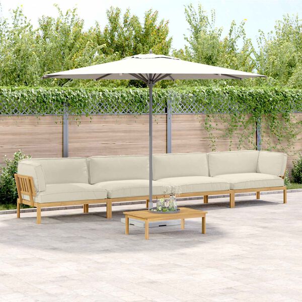 vidaXL Diivanikomplekt padjaga 5 pcs cream Tugev akatsiapuu