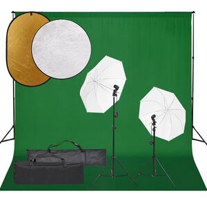 vidaXL fotostuudiokomplekt valgustuse, taustapildi ja reflektoriga