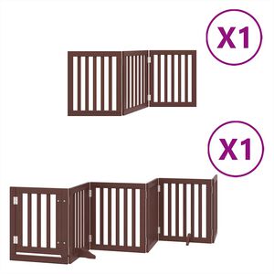 vidaXL kokkupandav koerav&auml;rav uksega, 9 paneeli, pruun 450 cm, pappel