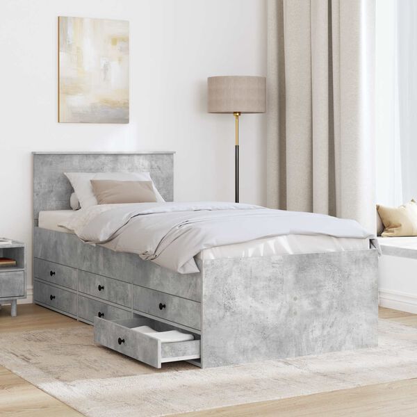 vidaXL P&auml;evavoodi sahtliga Betoonhall ja must 100 x 200 cm Tehispuit