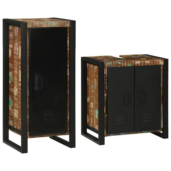 vidaXL Vannitoa mööbleset 2 pcs Mitmevärviline Tugev taastatud puit